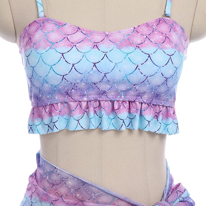 Mommy Swimsuit Bright Color Cute Prints Ruffle Tankini Family Matching Swimwear Two Pieces Bikini Bathing Suit Summer Mother, Large