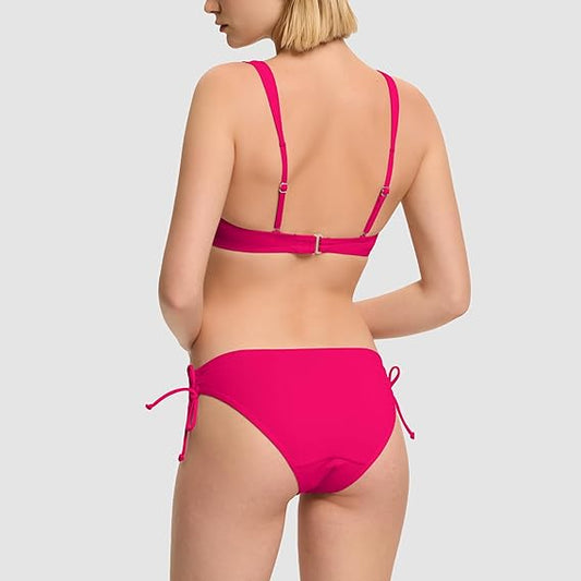 Beautikini Period Swimwear for Teens Two Piece Leakproof Bikini Set Swimsuit Menstrual Retro Tie Bathing Suit for Girls Red SMALL