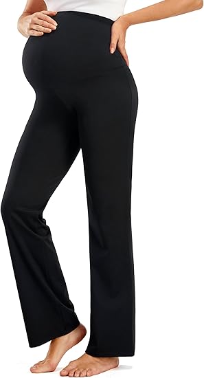 JOYSPELS Smooth Feeling Wide-Leg Maternity Leggings Over The Belly Soft Pregnancy Yoga Lounge Pants for Women LARGE