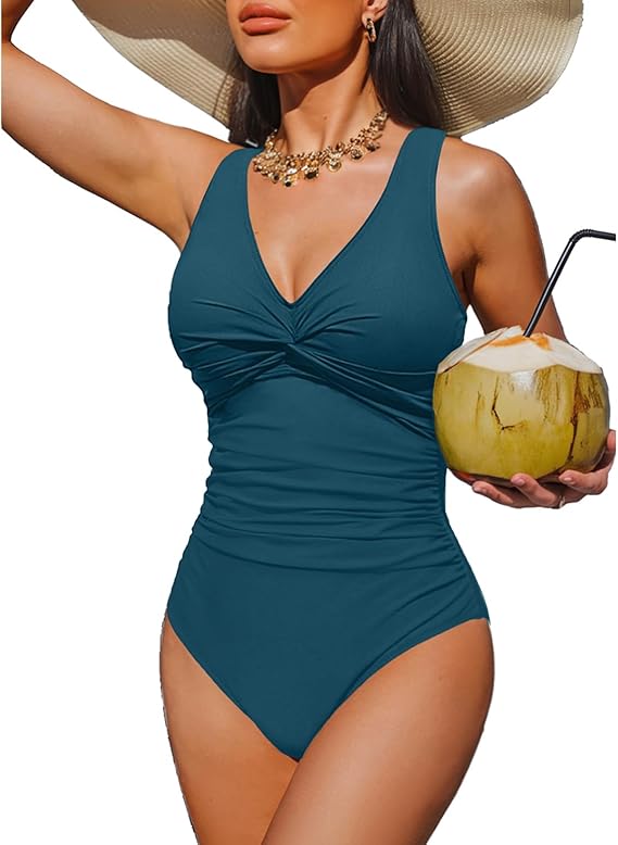 Holipick Green Women Tummy Control One Piece Swimsuit - Push Up Bathing Suit Full Coverage Slimming Swimwear XL