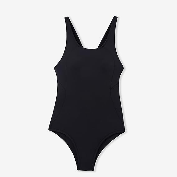 Beautikini Period Swimwear One Piece Racerback Training Bathing Suit Women Period Swimsuits for Teen Girls Ages 11-14(Black Medium)
