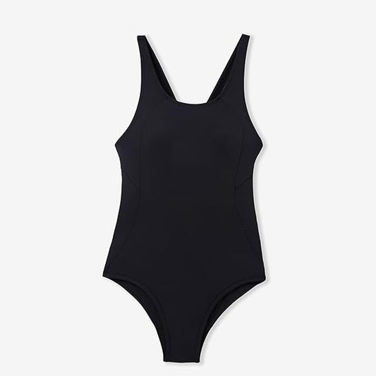 Beautikini Period Swimwear One Piece Racerback Training Bathing Suit Women Period Swimsuits for Teen Girls Ages 11-14(Black Medium)