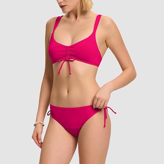 Beautikini Period Swimwear for Teens Two Piece Leakproof Bikini Set Swimsuit Menstrual Retro Tie Bathing Suit for Girls Red SMALL