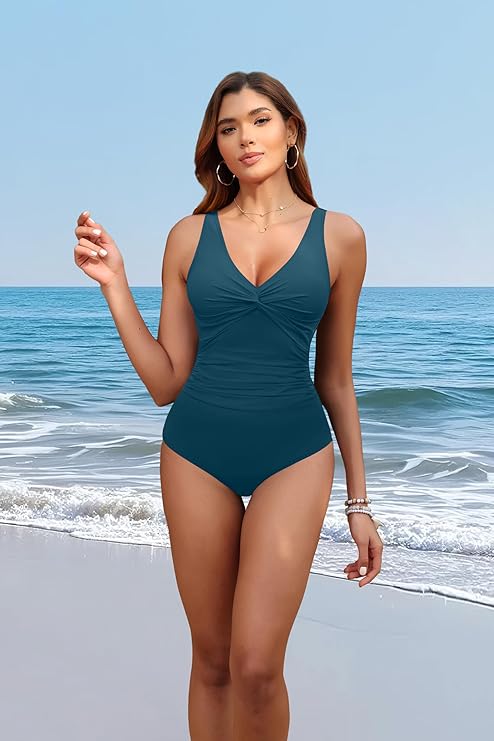 Holipick Green Women Tummy Control One Piece Swimsuit - Push Up Bathing Suit Full Coverage Slimming Swimwear XL