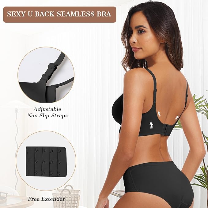 OEAK Womens Wireless Bras Comfortable Push Up Bra No Underwire Bra Full Support Lift Bralette Everyday Seamless Tshirt Bras Black S