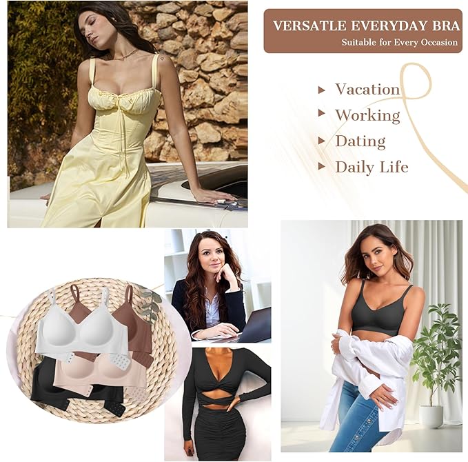 OEAK Womens Wireless Bras Comfortable Push Up Bra No Underwire Bra Full Support Lift Bralette Everyday Seamless Tshirt Bras Black S