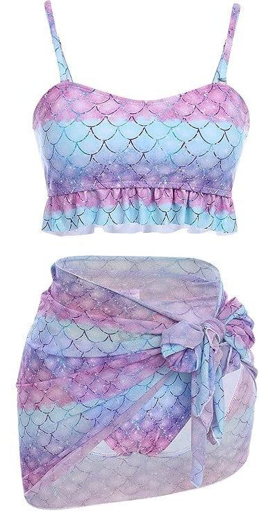 Mommy Swimsuit Bright Color Cute Prints Ruffle Tankini Family Matching Swimwear Two Pieces Bikini Bathing Suit Summer Mother, Large