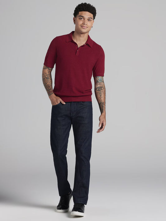 JACQUARD POLO SWEATER AWEARNESS KENNETH COLE RED MEDIUM