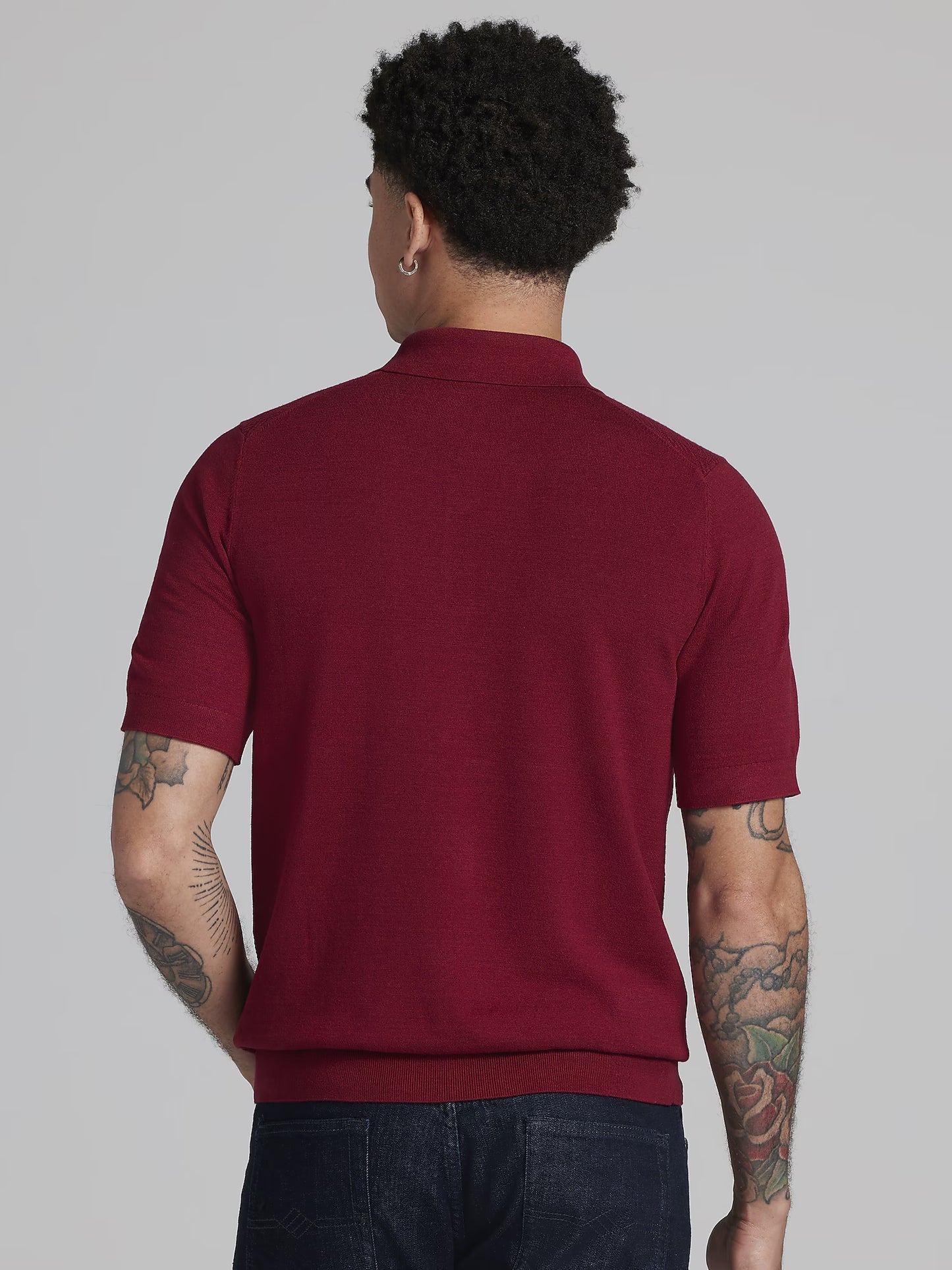 JACQUARD POLO SWEATER AWEARNESS KENNETH COLE RED MEDIUM